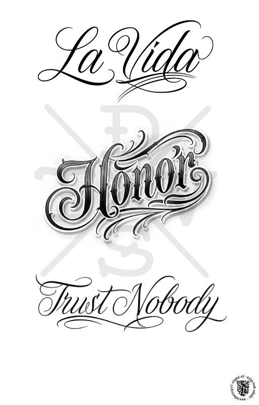 PDF, Chicano vol.1 & vol.2, Tattoo lettering art (Digital Download) e-book 200+ custom designs