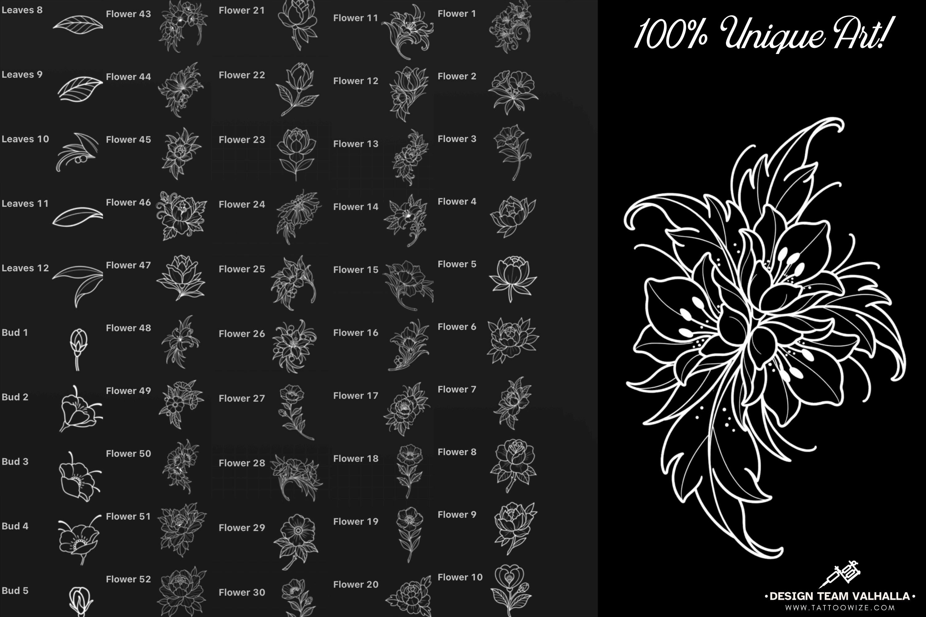 Neo-traditional flowers - custom art, digital download Procreate/Photoshop/vector Stencils