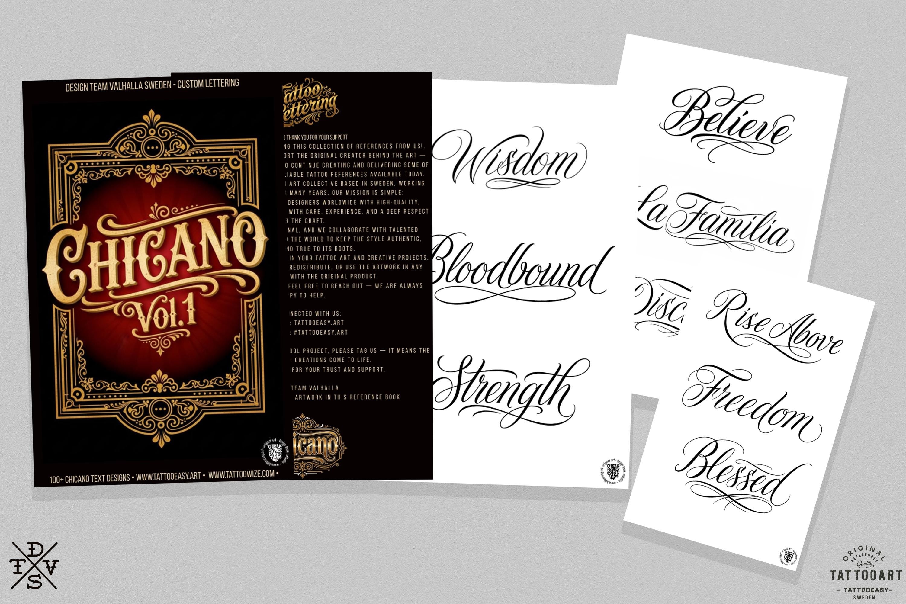 PDF, Chicano vol.1 & vol.2, Tattoo lettering art (Digital Download) e-book 200+ custom designs