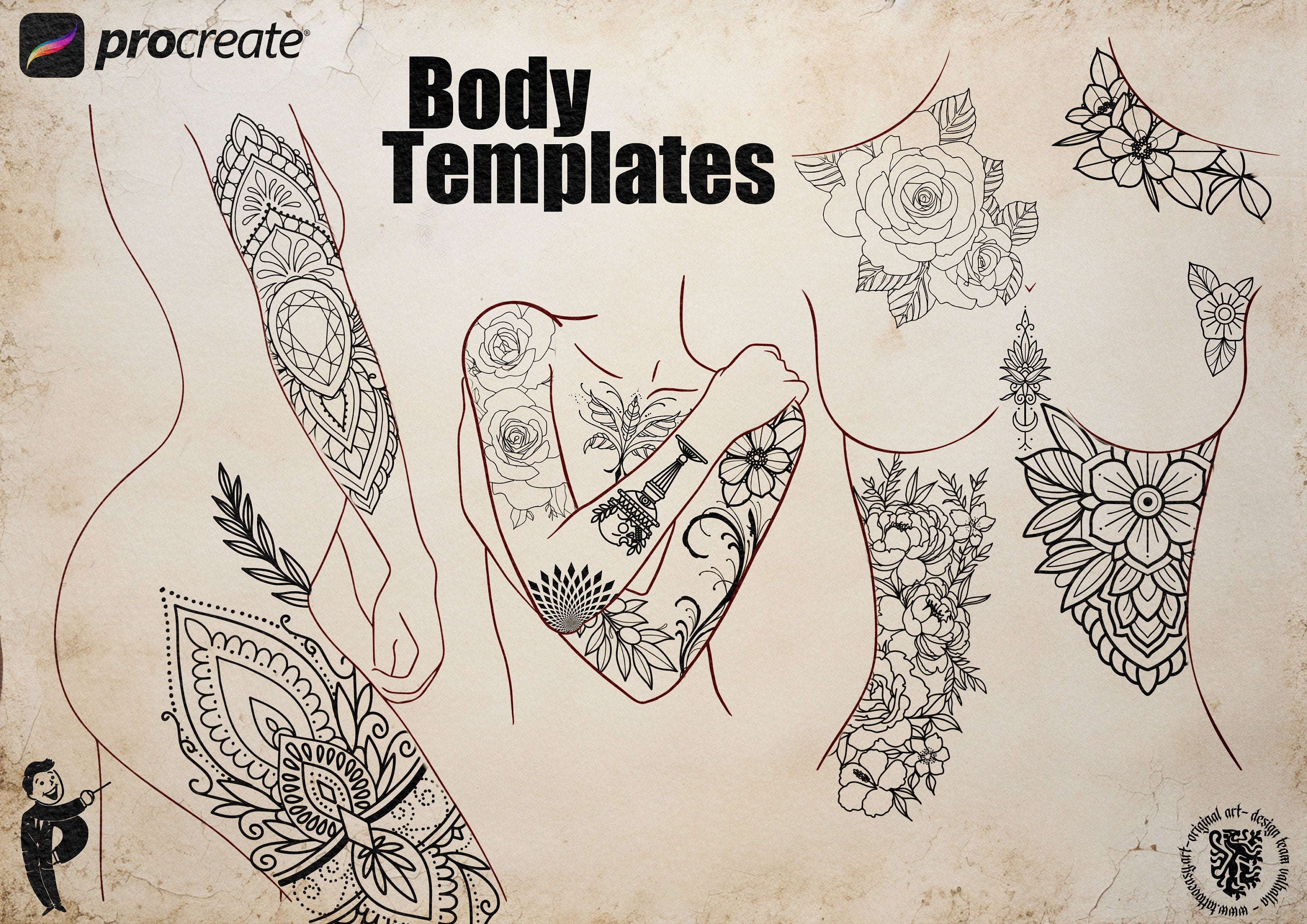 Body templates / tattoo placement for Procreate