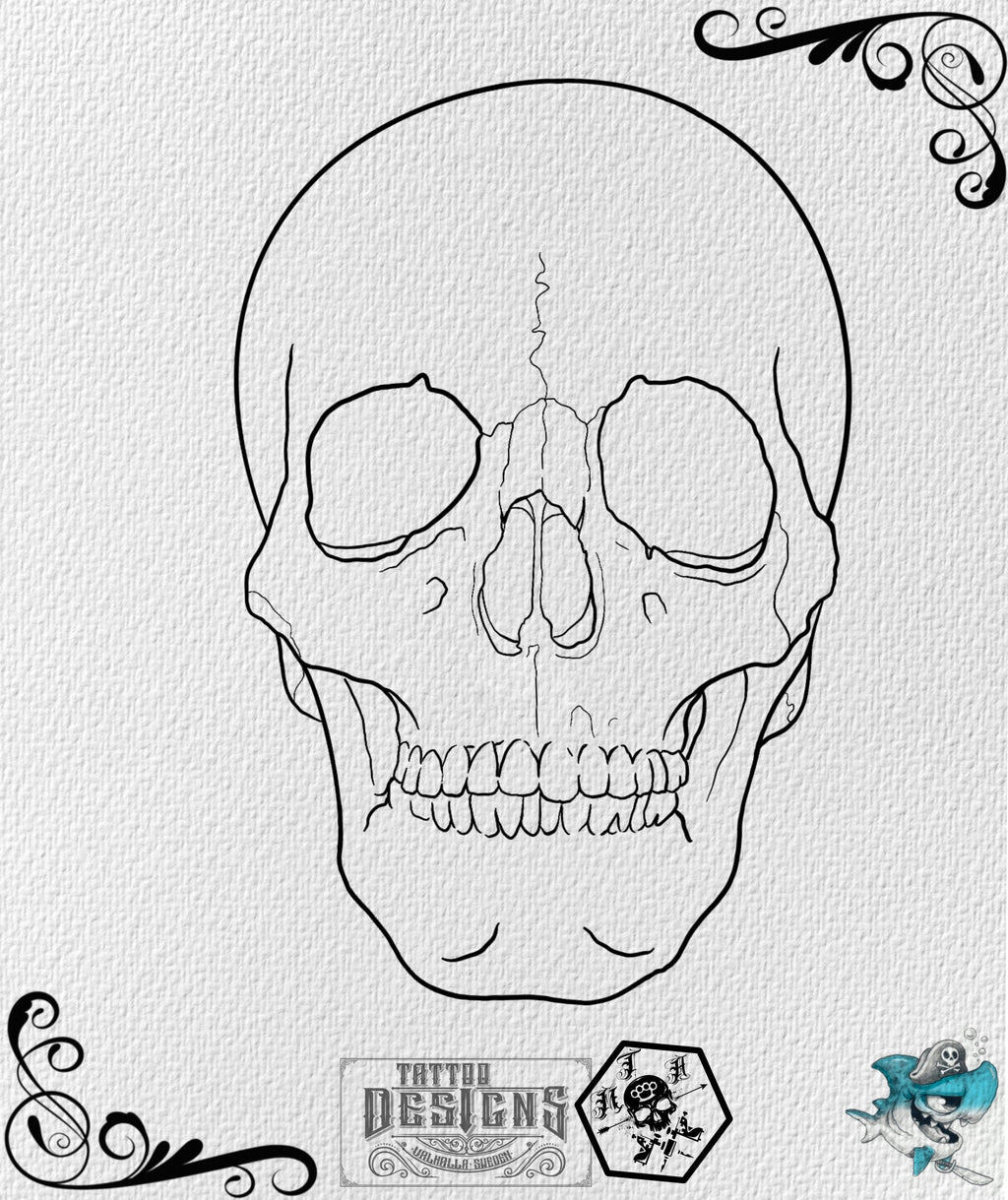 Procreate Skull Outlines: Tattoo Art Reference (PDF)