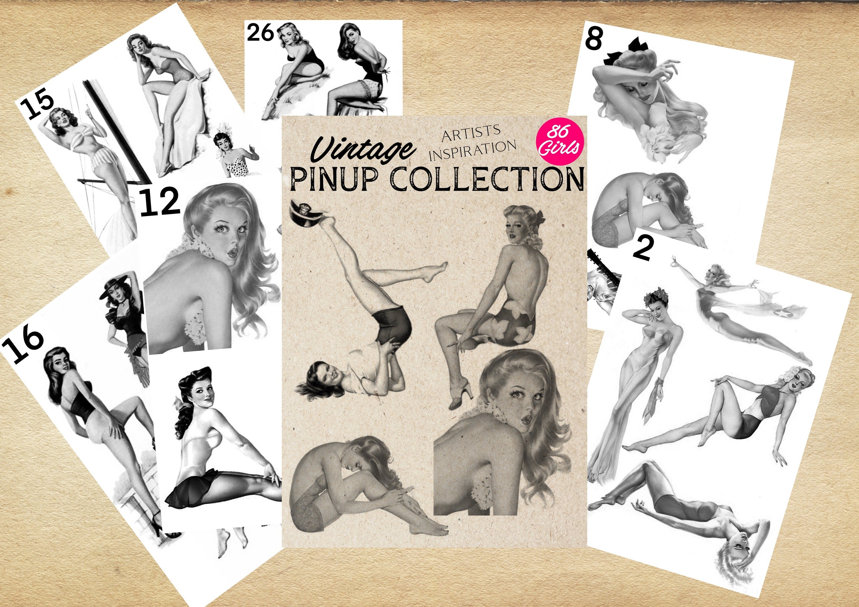 Pinup Sketches - Procreate | 130+ ladies + pdf ( digital download ) Tattoo Flash Art