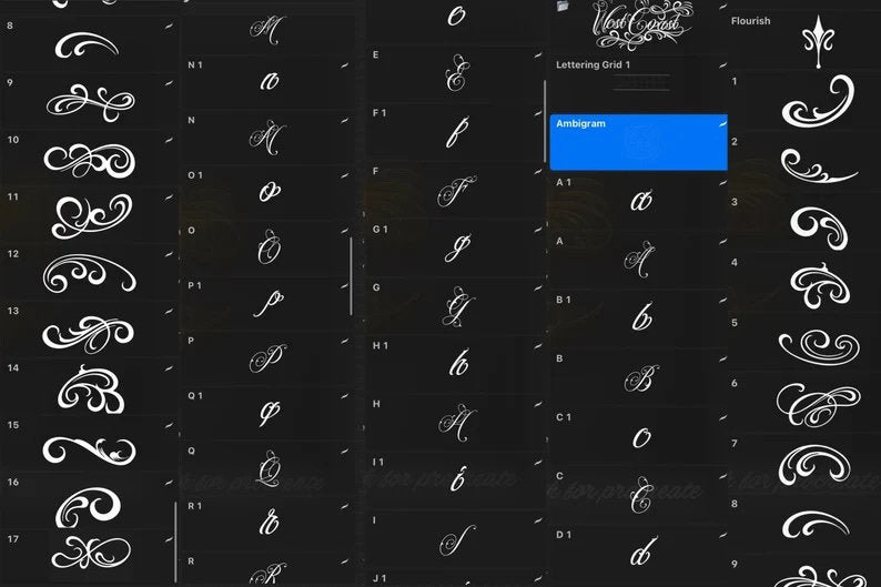 Lettering made easy logo /7 font stamp brushes • handmade letters for Procreate