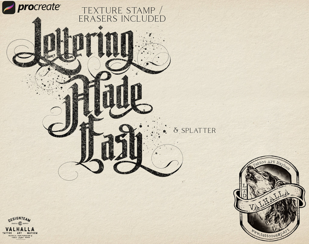 Lettering made easy logo /7 font stamp brushes • handmade letters for Procreate