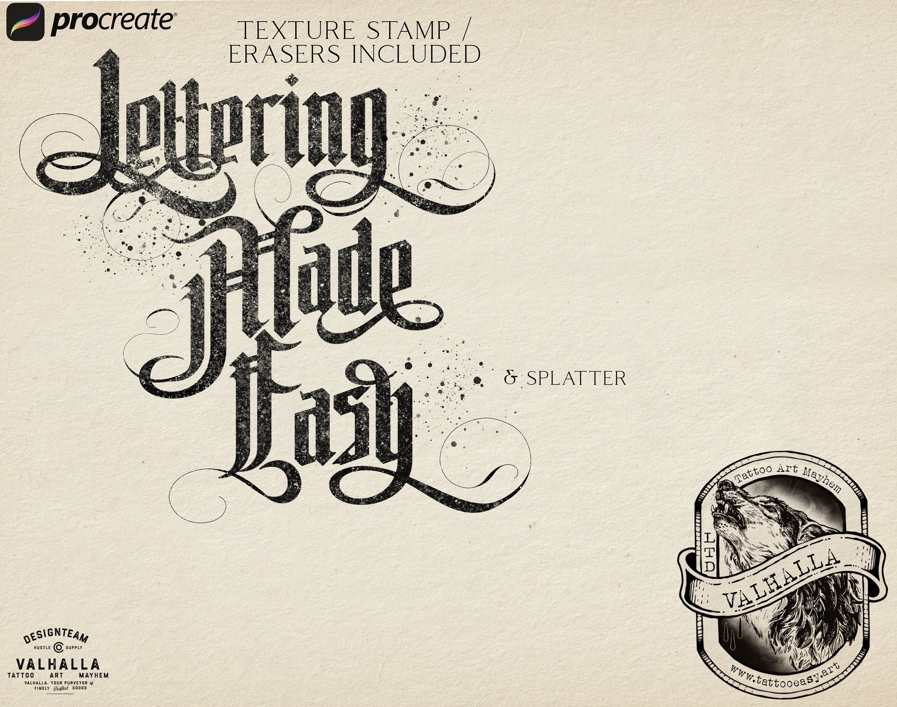 Lettering made easy logo /7 font stamp brushes • handmade letters for Procreate