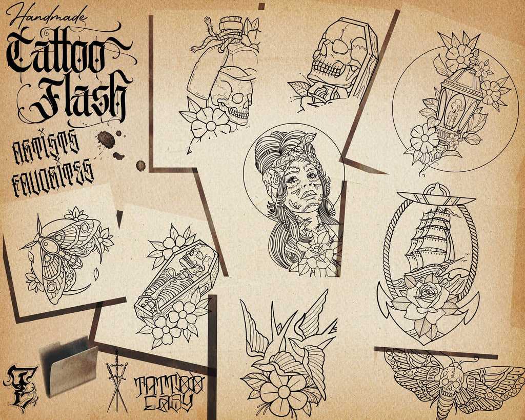 Artist’s favorite tattoo flash ~ 200 hand made tattoos ( images )