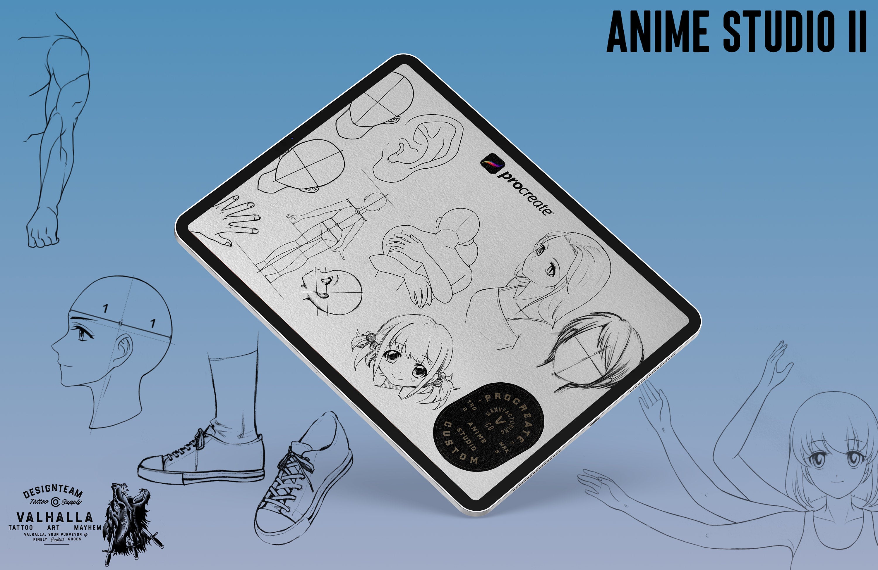 The Anime Studio bundle vol.2/ 2~300 guide anatomy stamp brushes, XXL creative set!