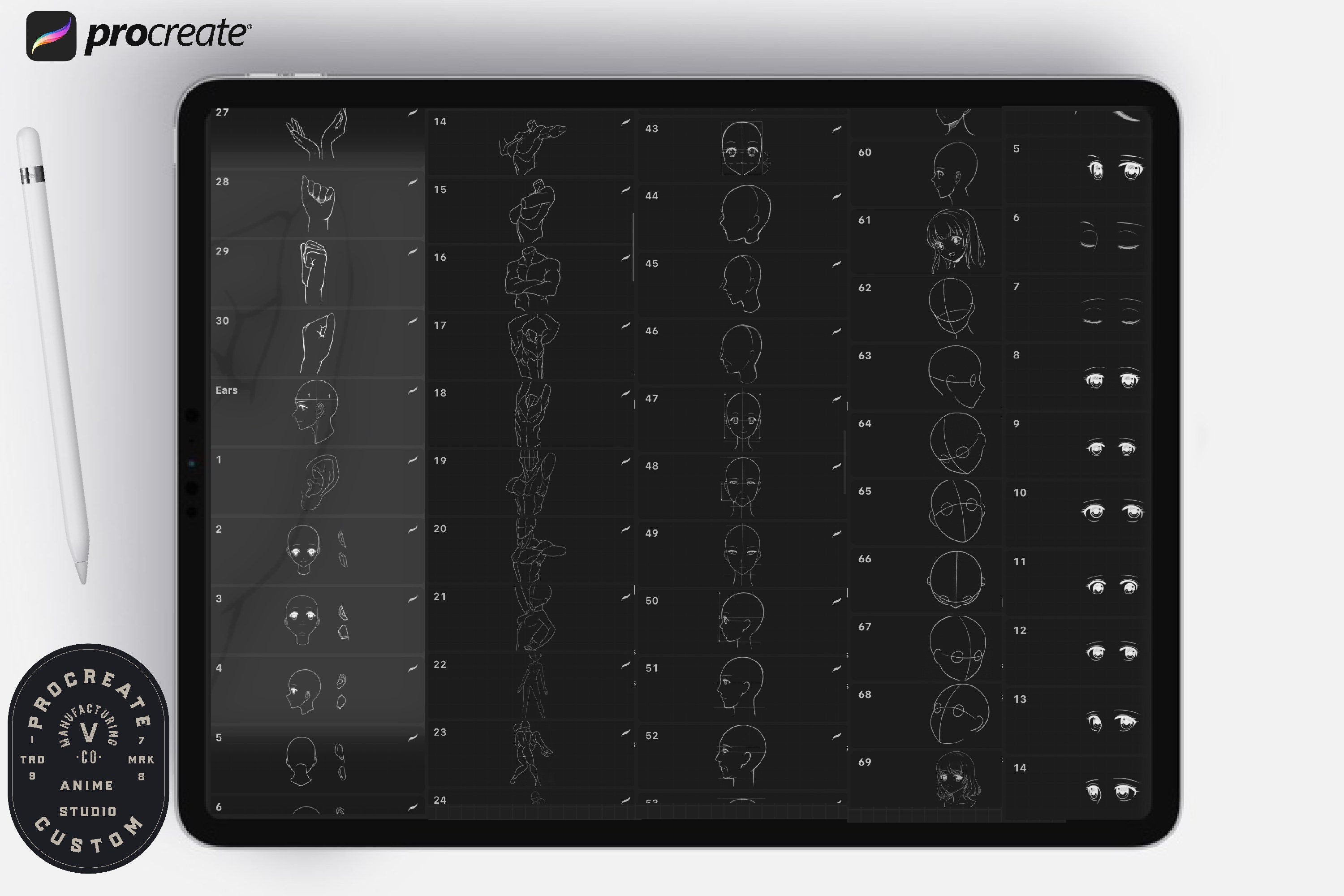 The Anime Studio bundle vol.2/ 2~300 guide anatomy stamp brushes, XXL creative set!