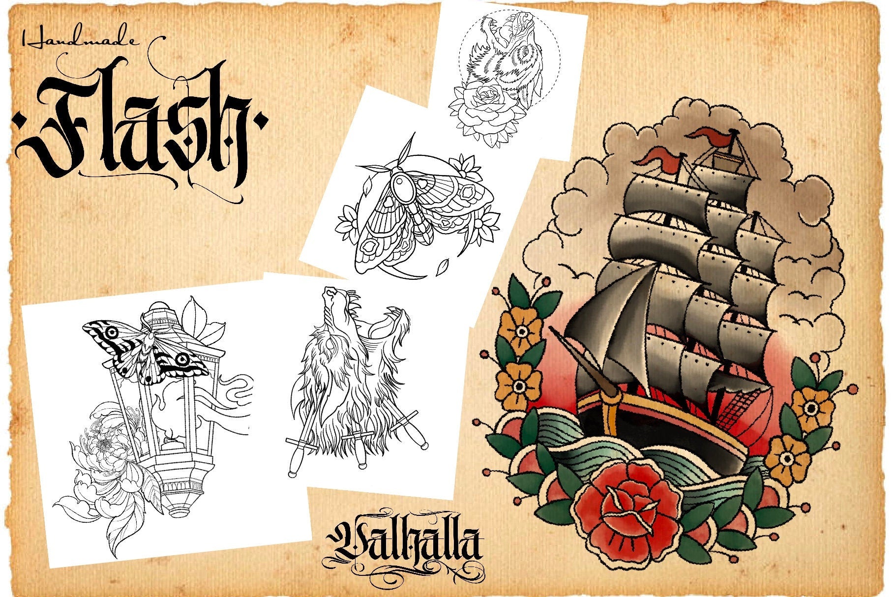 Artist’s favorite tattoo flash ~ 200 hand made tattoos ( images )