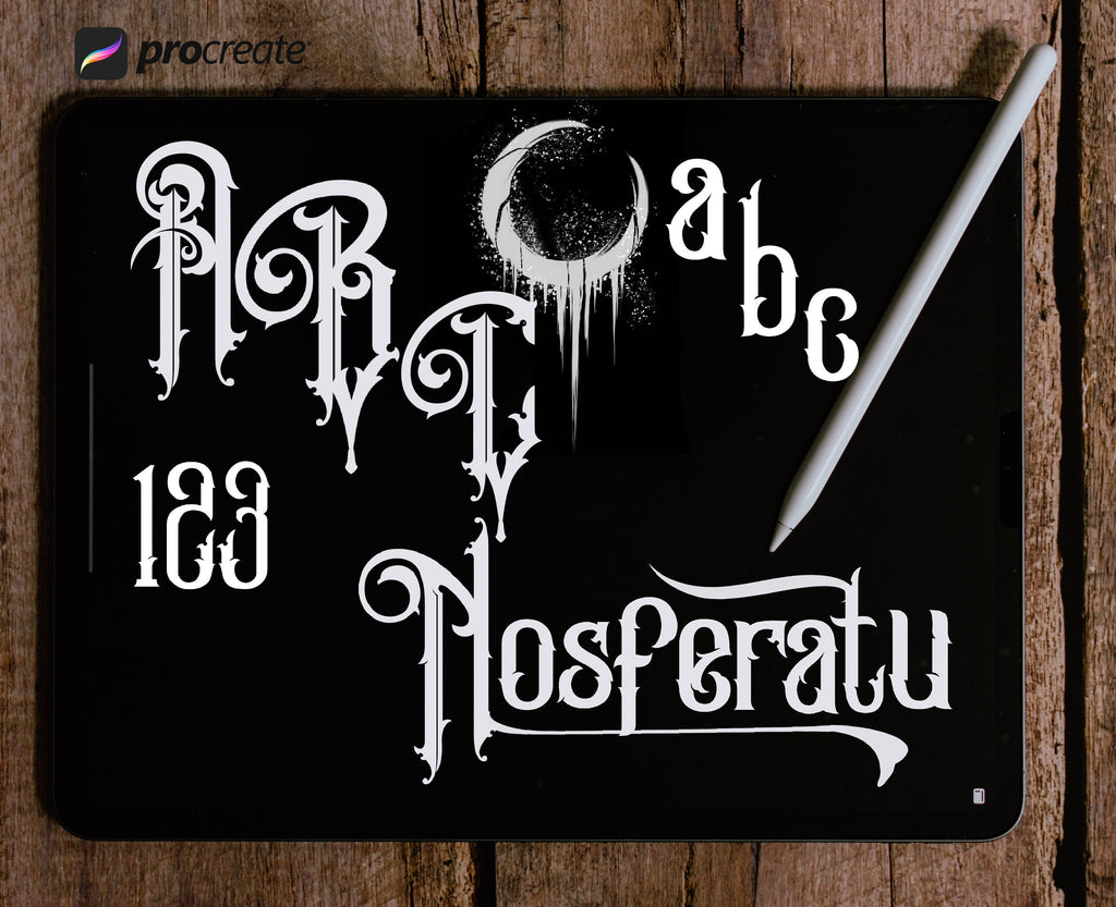Lettering made easy logo /7 font stamp brushes • handmade letters for Procreate