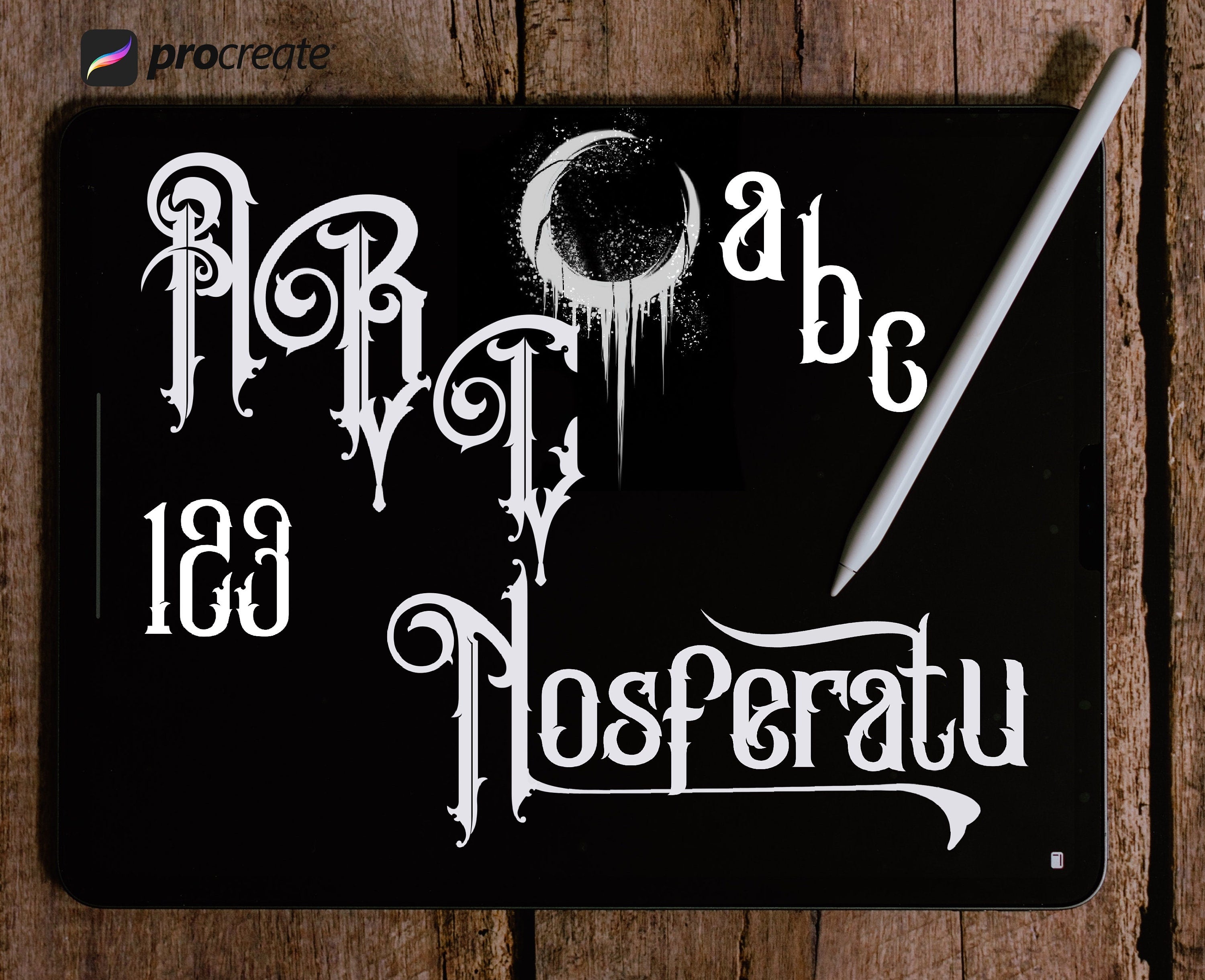Lettering made easy logo /7 font stamp brushes • handmade letters for Procreate