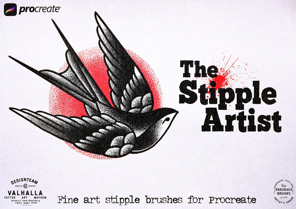 Procreate Stipple Brushes: 62 Custom Tattoo Shaders (Digital Download)