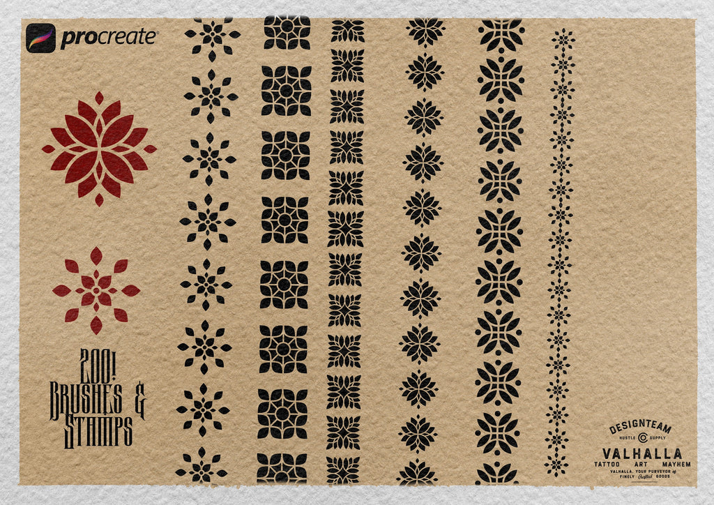Ornamental Tattoo Brushes: 350+ Procreate Stamps Digital Download