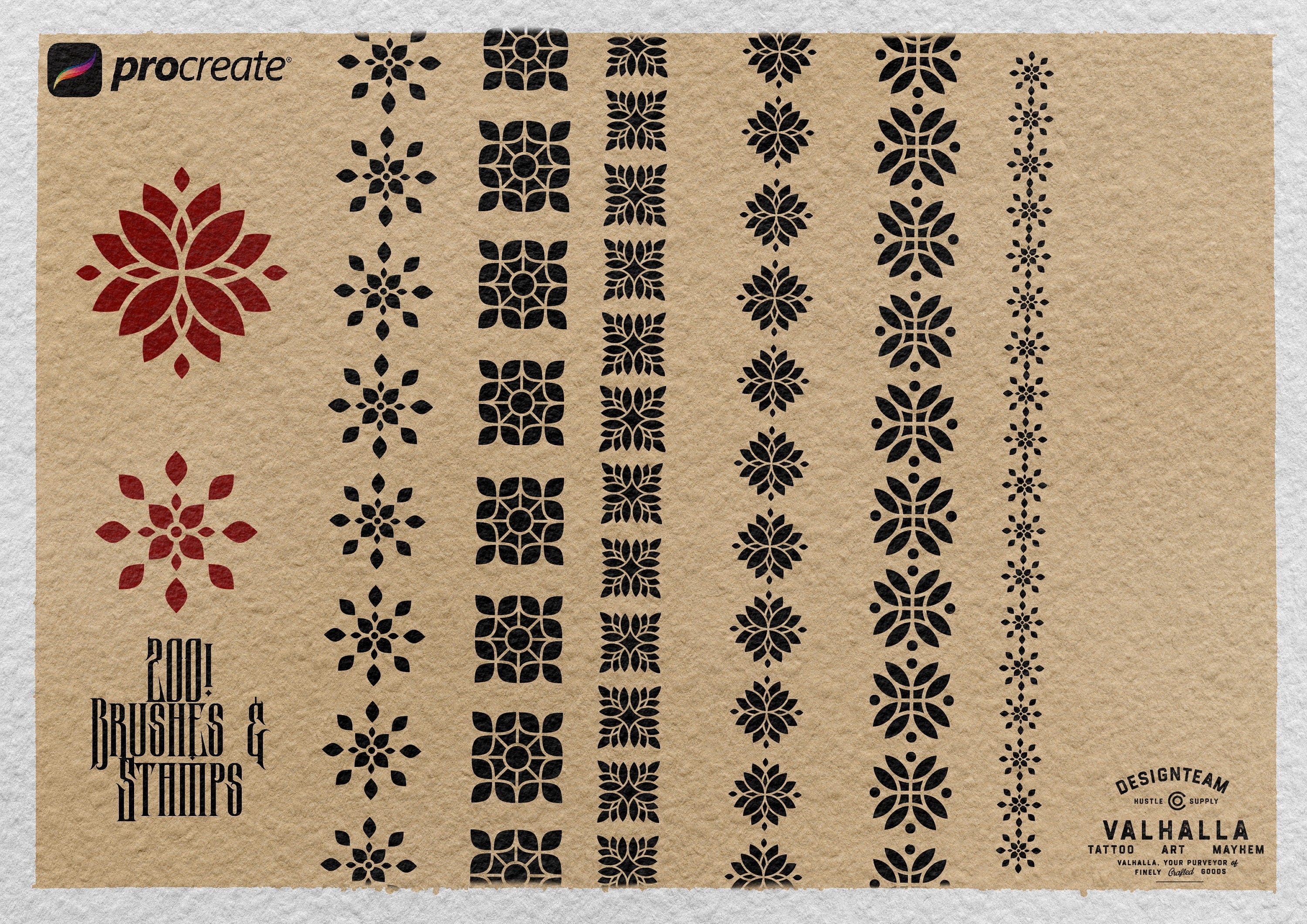 Ornamental Tattoo Brushes: 350+ Procreate Stamps Digital Download