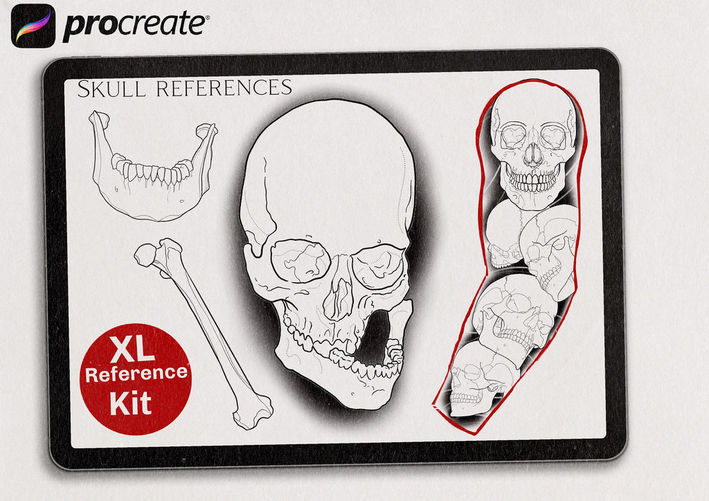 Procreate Skull Outlines: Tattoo Art Reference (PDF)