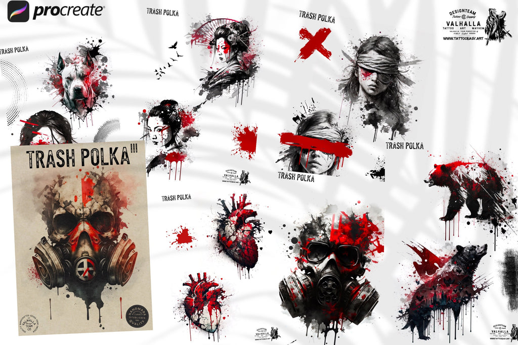 Trash polka design kit, Custom references for Procreate