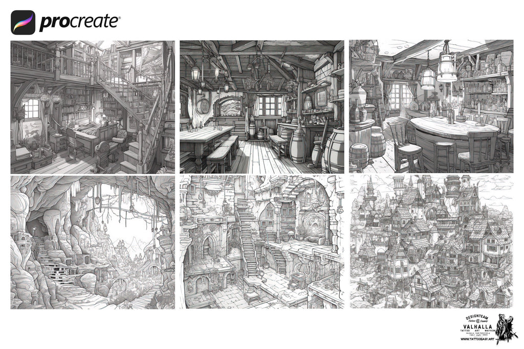 Enchanted Realms Vol.2 ; fantasy background design folder 100+ procreate brush stamps!