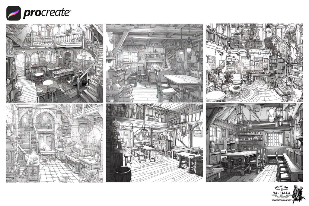 Enchanted Realms Vol.2 ; fantasy background design folder 100+ procreate brush stamps!