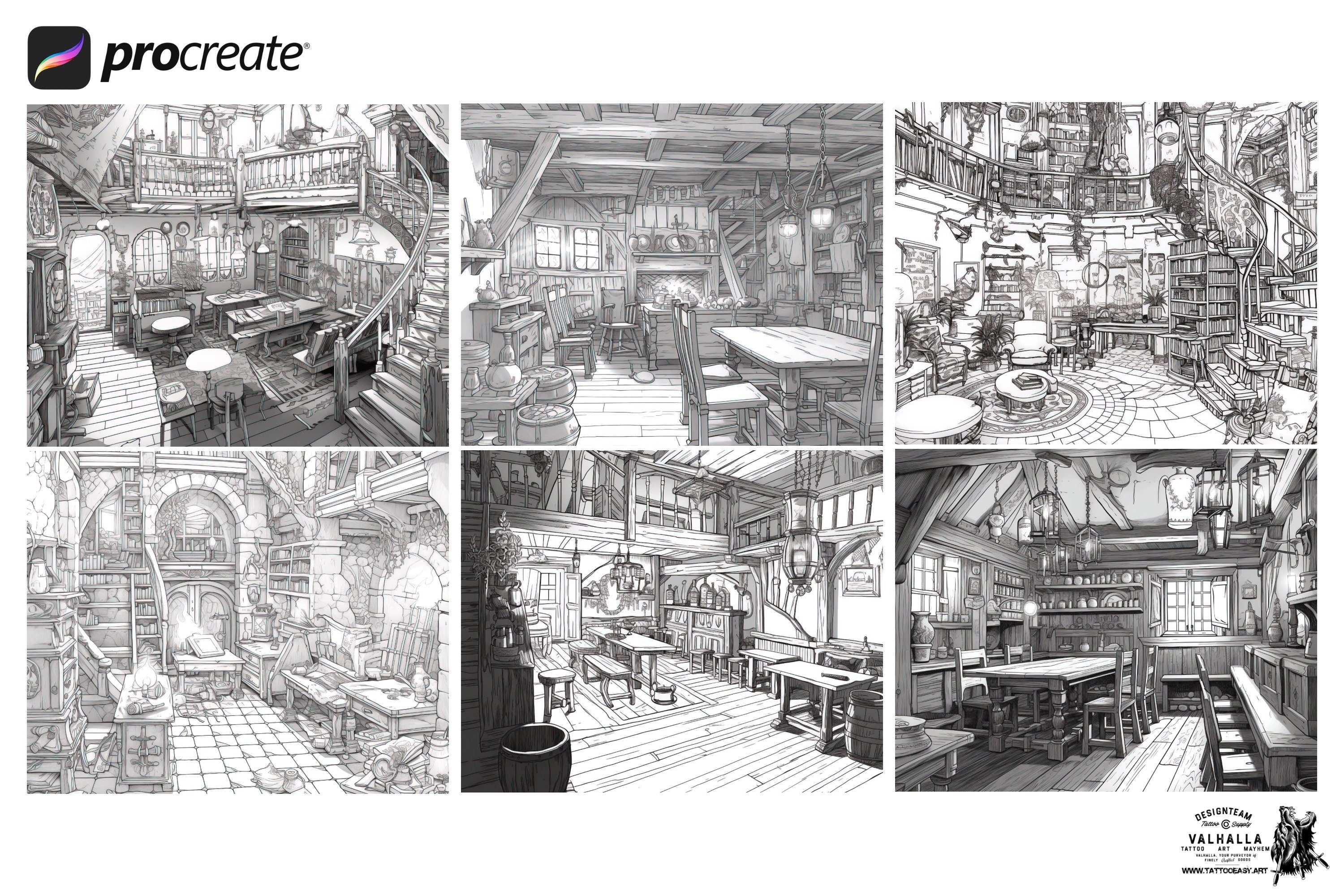 Enchanted Realms Vol.2 ; fantasy background design folder 100+ procreate brush stamps!