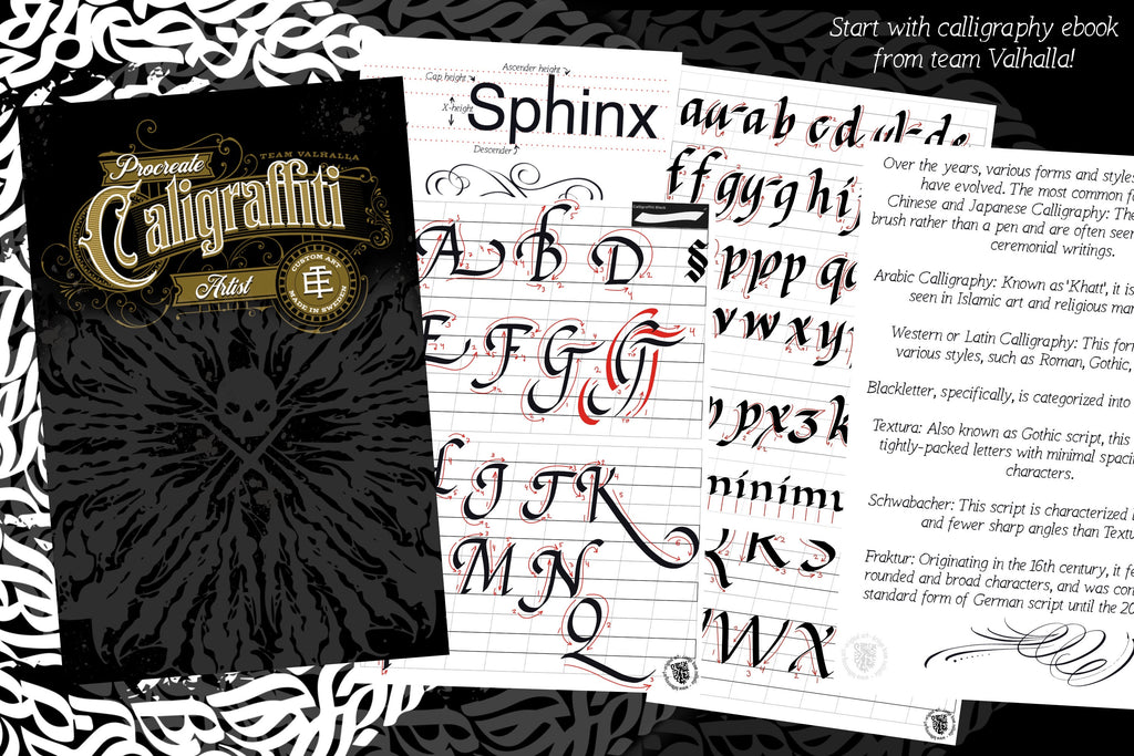 CaliGraffiti Lettering Kit for Procreate: 300+ Custom Letters, 40 Brushes (PDF Guide Included)