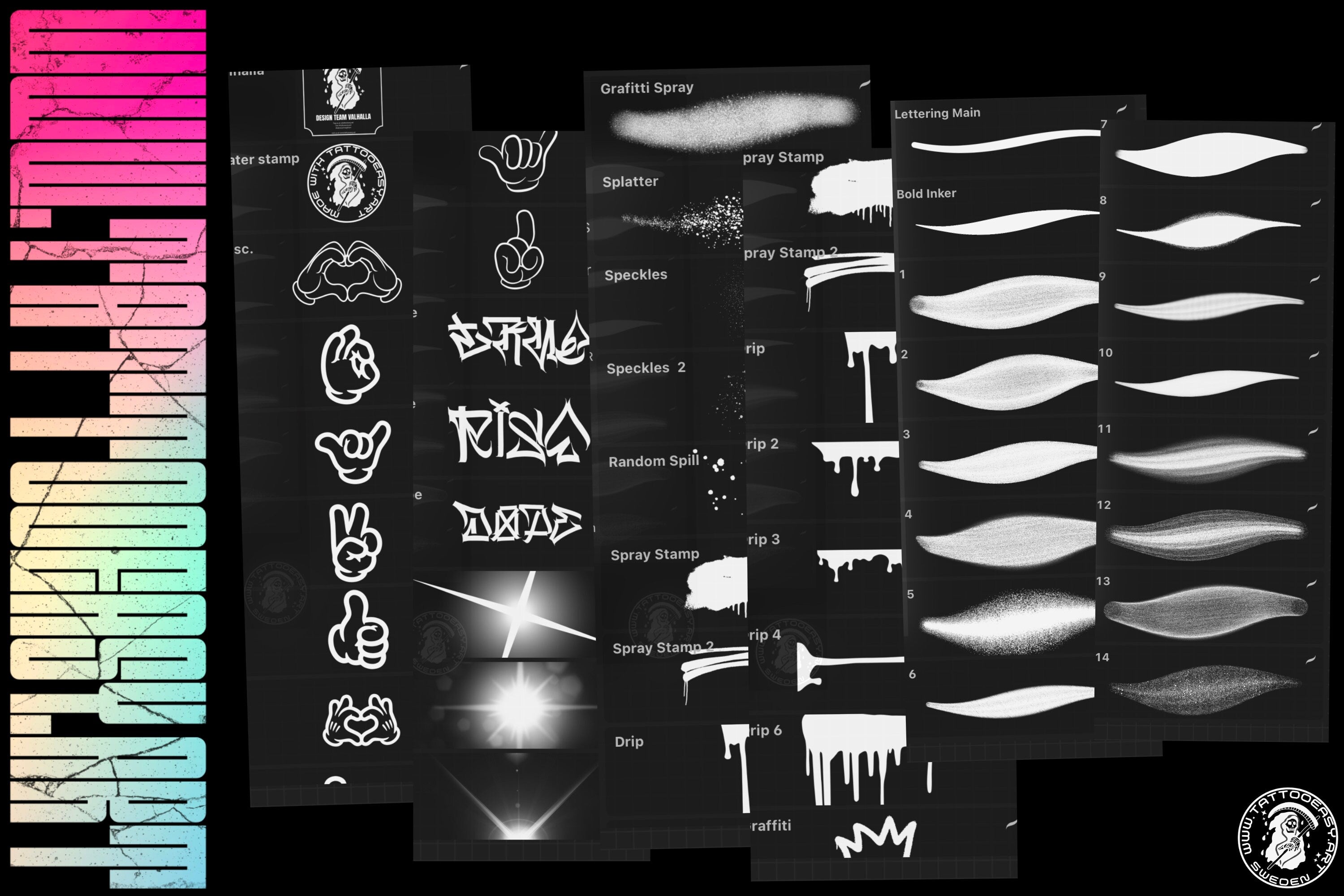 Master Graffiti - handmade, custom construction kit, custom brushes for Procreate