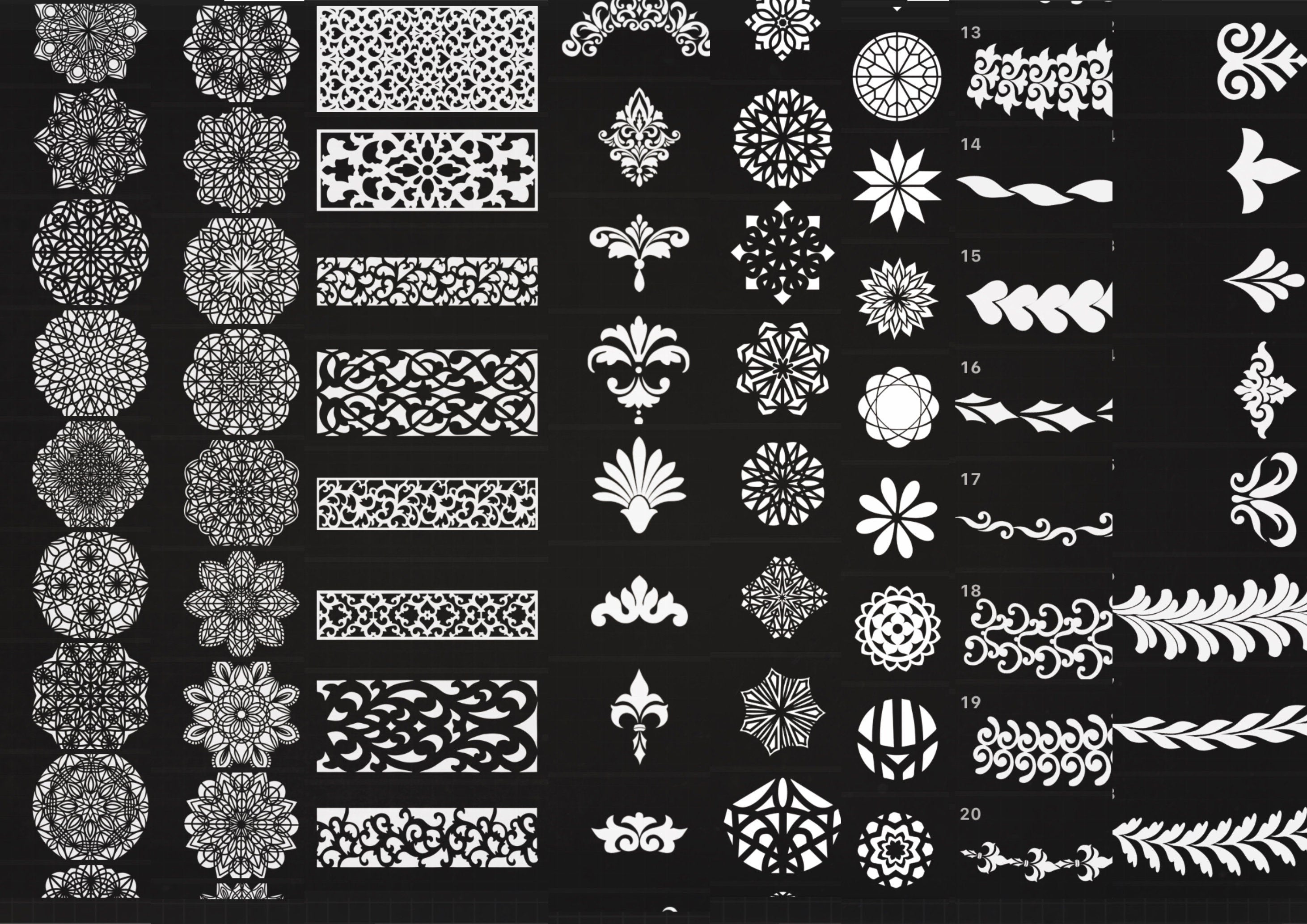 Ornamental Geometry XL, construction kit 250+ brushes and stamps for Procreate