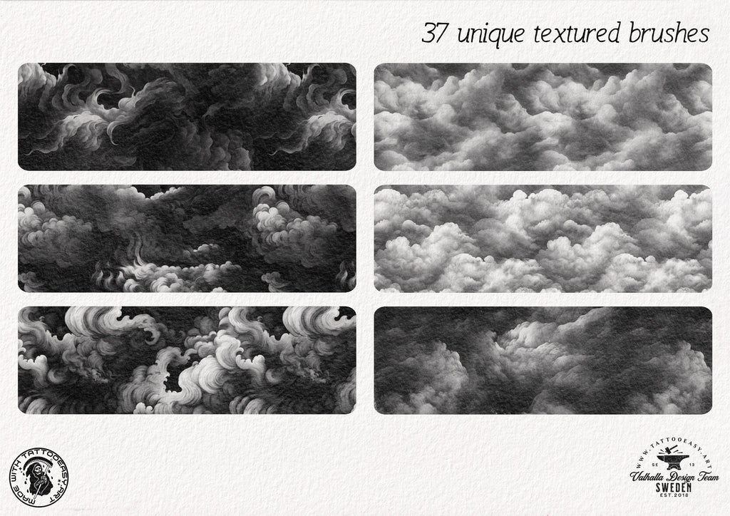 Procreate, Flow / tattoo Background design kit, 180+ unique procreate brushes & stamps