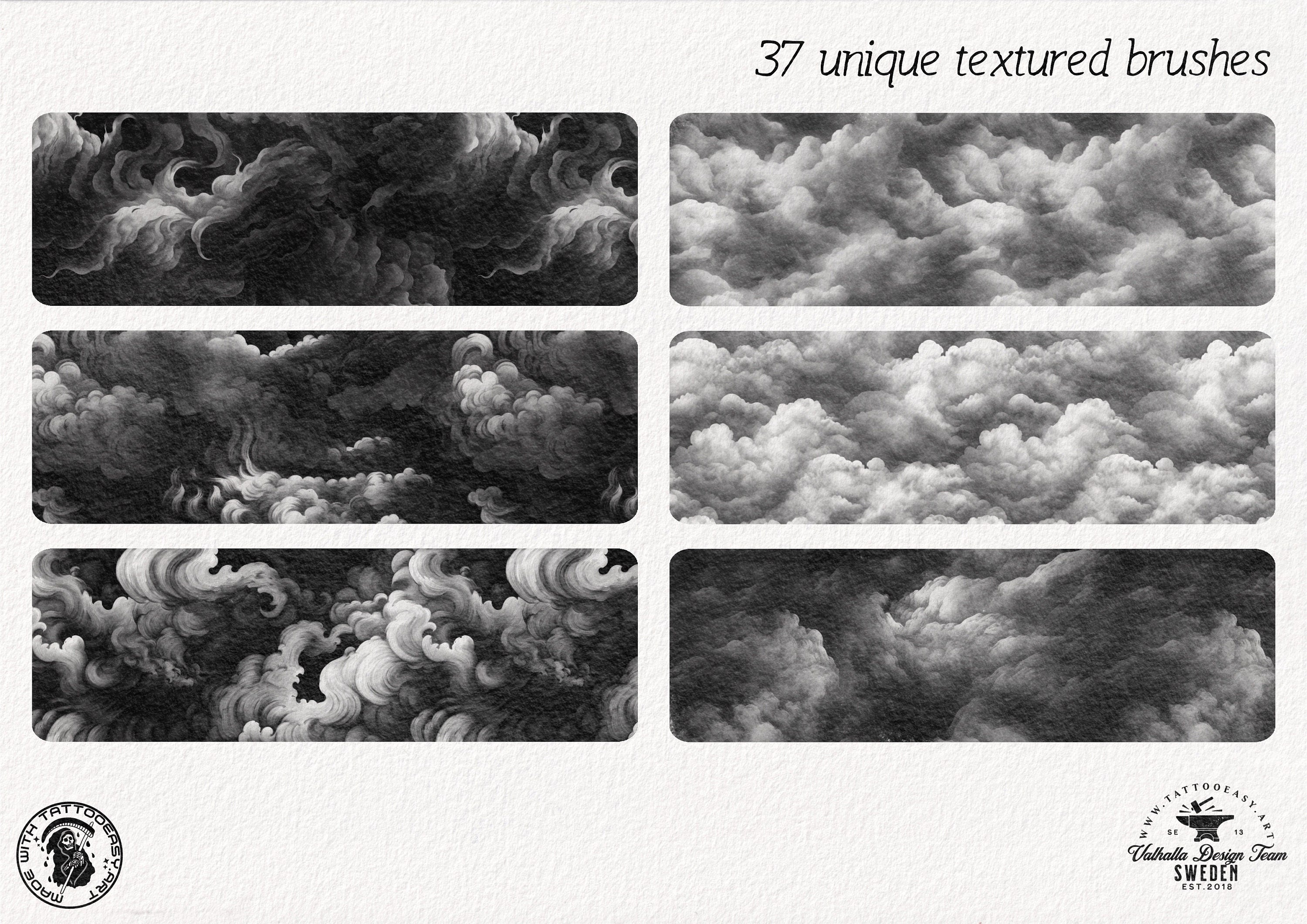 Procreate, Flow / tattoo Background design kit, 180+ unique procreate brushes & stamps