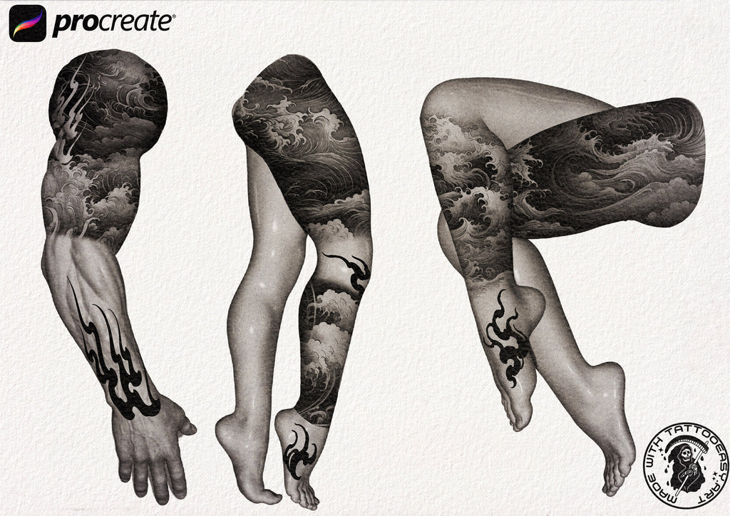 The Japanese Folder / Creative procreate tattoo construction kit for Procreate