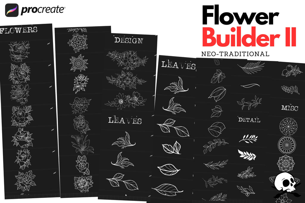 Flower builder vol.2 • Neotrad • flower design kit for Procreate