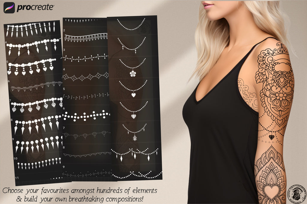 Ornamental Tattoo Brushes: 350+ Procreate Stamps Digital Download