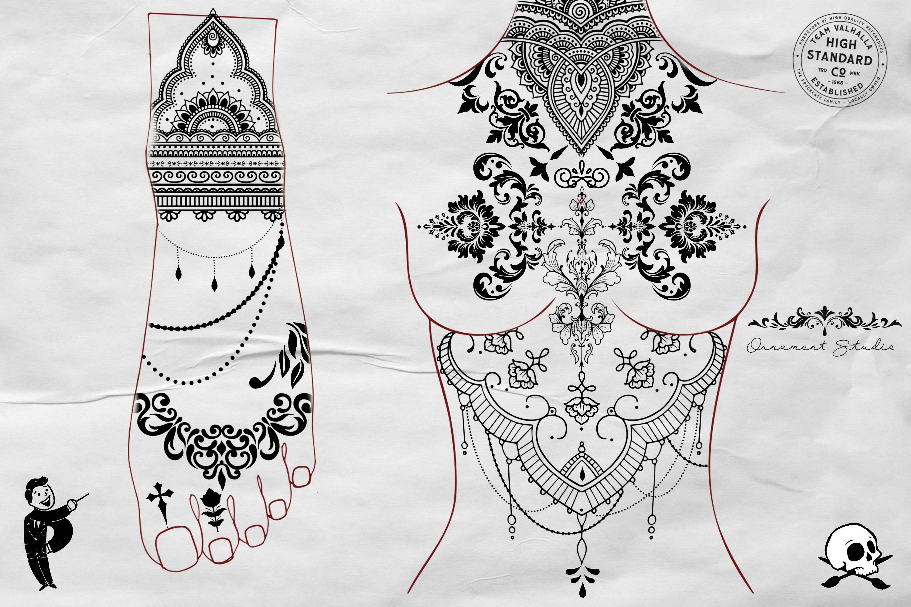 Ornamental tattoo designer / builder kit for Procreate