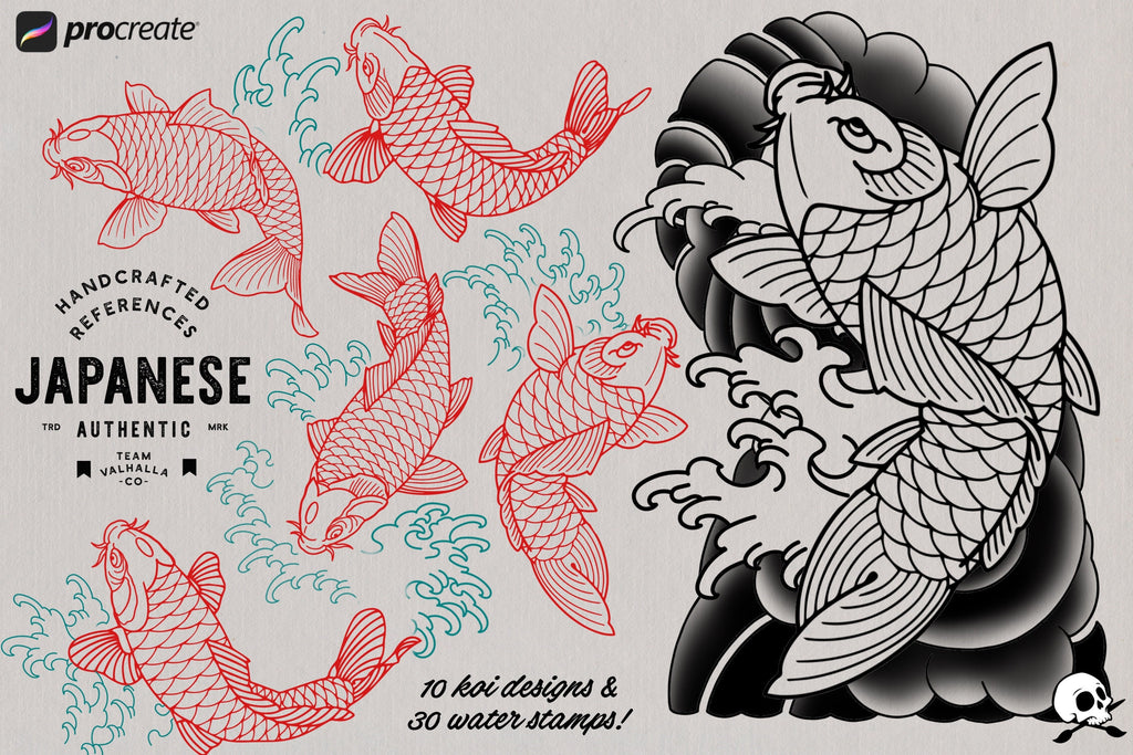 The Japanese Folder / Creative procreate tattoo construction kit for Procreate
