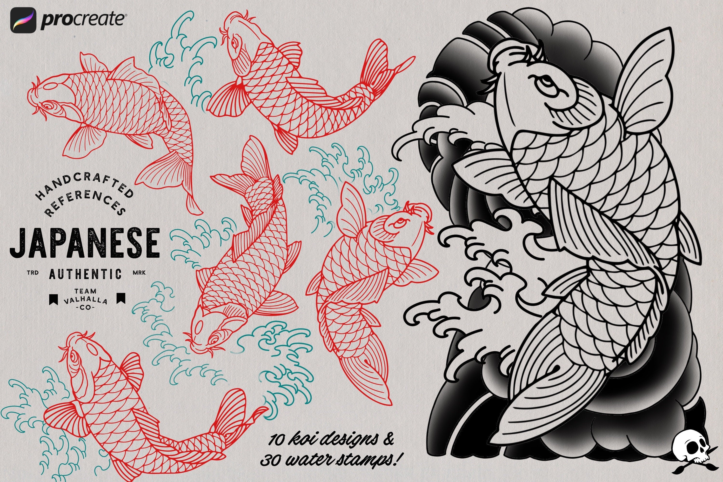The Japanese Folder / Creative procreate tattoo construction kit for Procreate