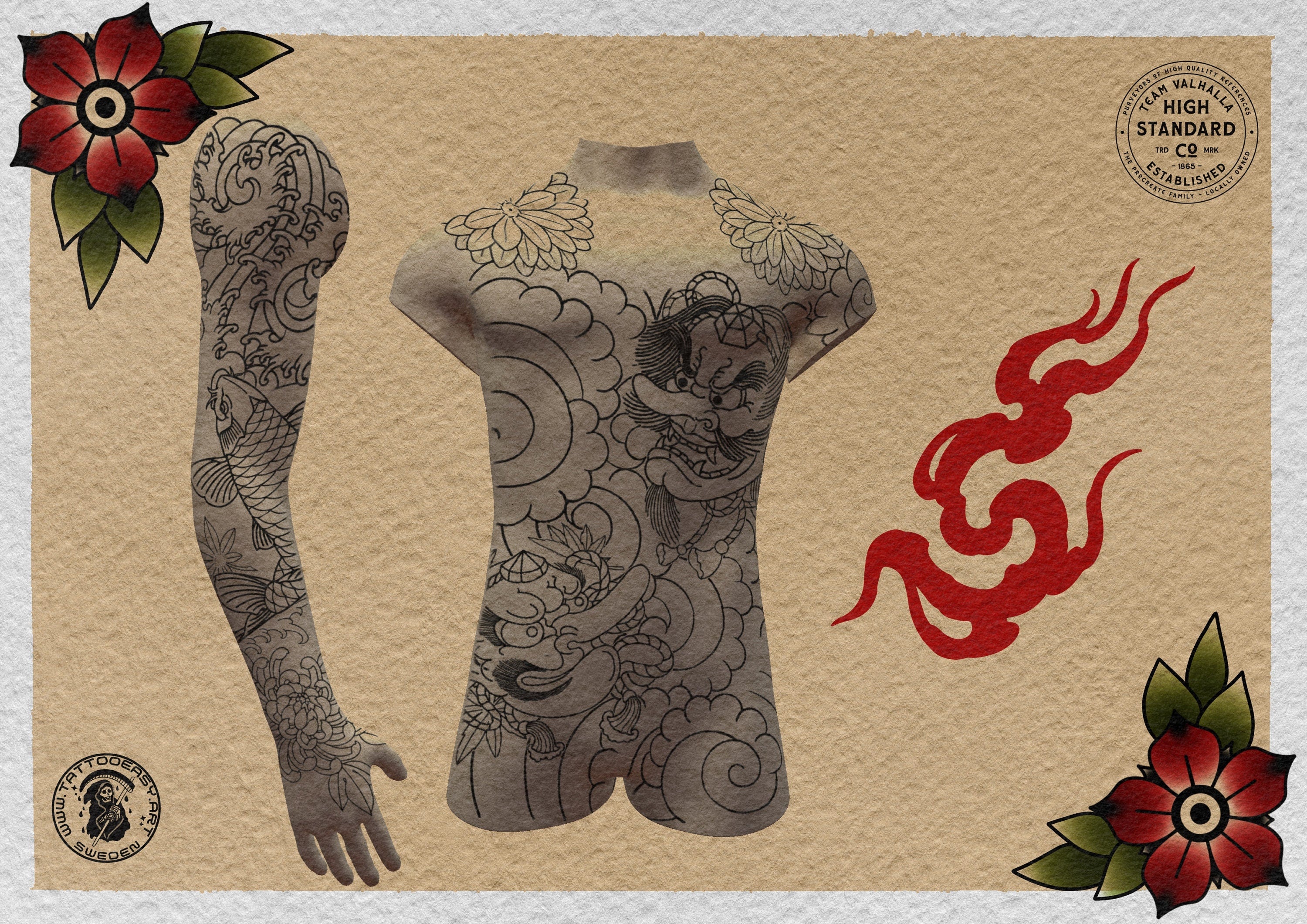 The Japanese Folder / Creative procreate tattoo construction kit for Procreate