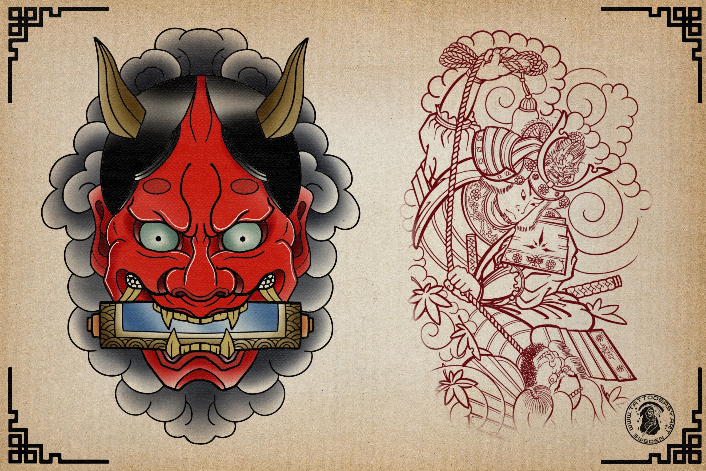 The Japanese Folder / Creative procreate tattoo construction kit for Procreate