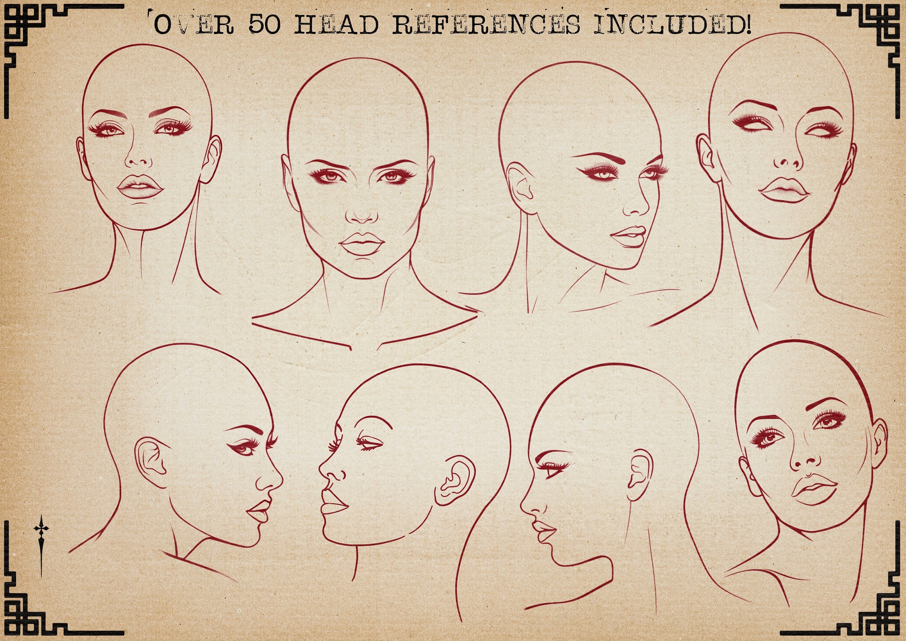 Neo-Traditional Tattoo References, Procreate Stamps & Flash Art, Procreate/Photoshop 300+