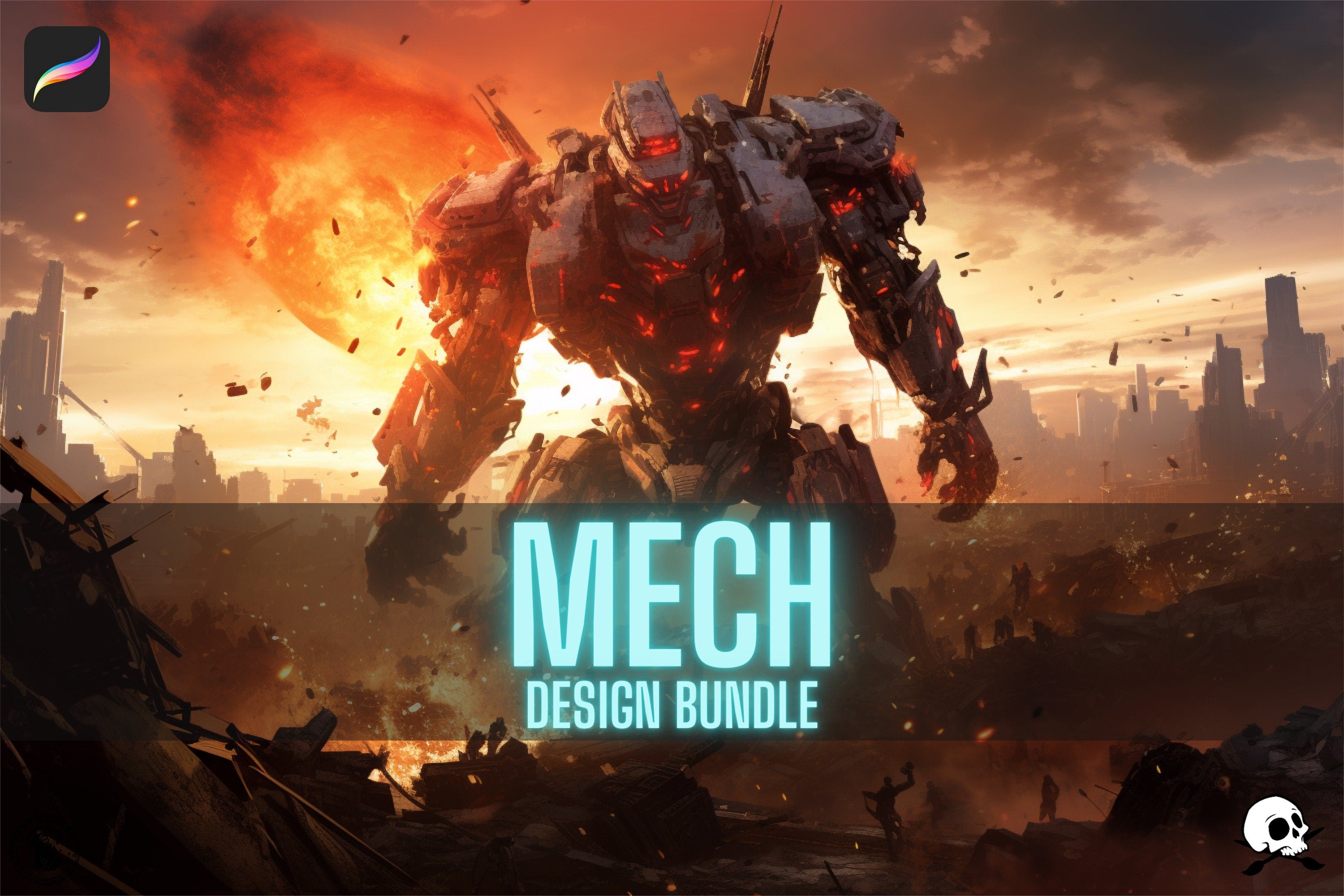 Mech Reference Collection: Procreate Anime Coloring Projects (Digital Download)