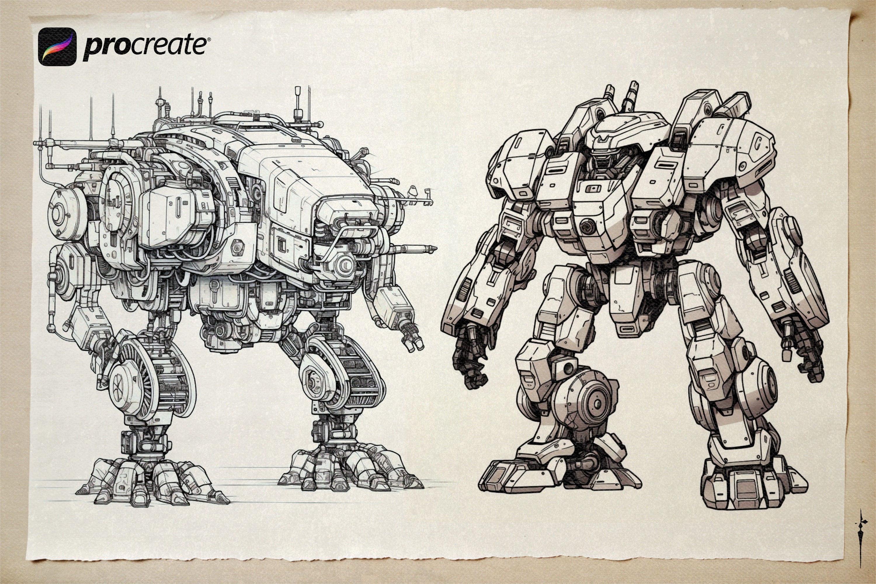 Mech Reference Collection: Procreate Anime Coloring Projects (Digital Download)