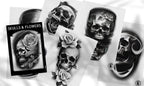 Custom art, Skulls and Flowers, 60+ designs & stencils included, 100% unique references