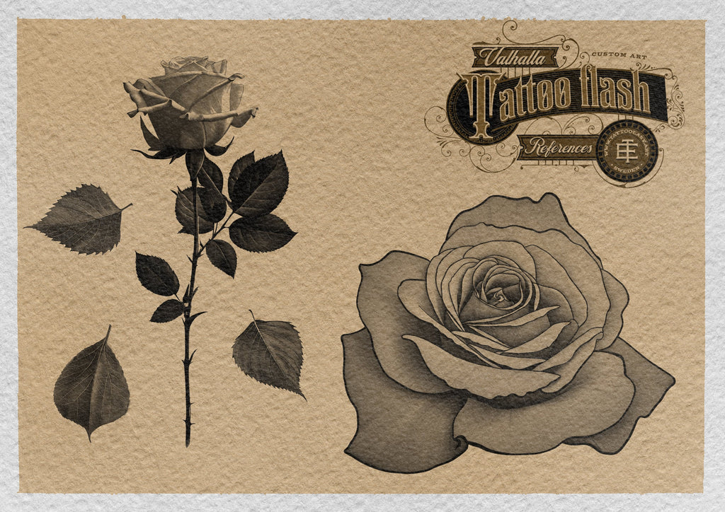 Rose Tattoo Design Kit: Procreate Stamps, Stencils (150+ PNG Files)