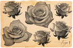 Rose Tattoo Design Kit: Procreate Stamps, Stencils (150+ PNG Files)