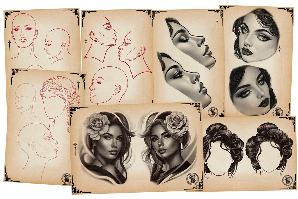 Lady design book / Tattoo flash pdf book
