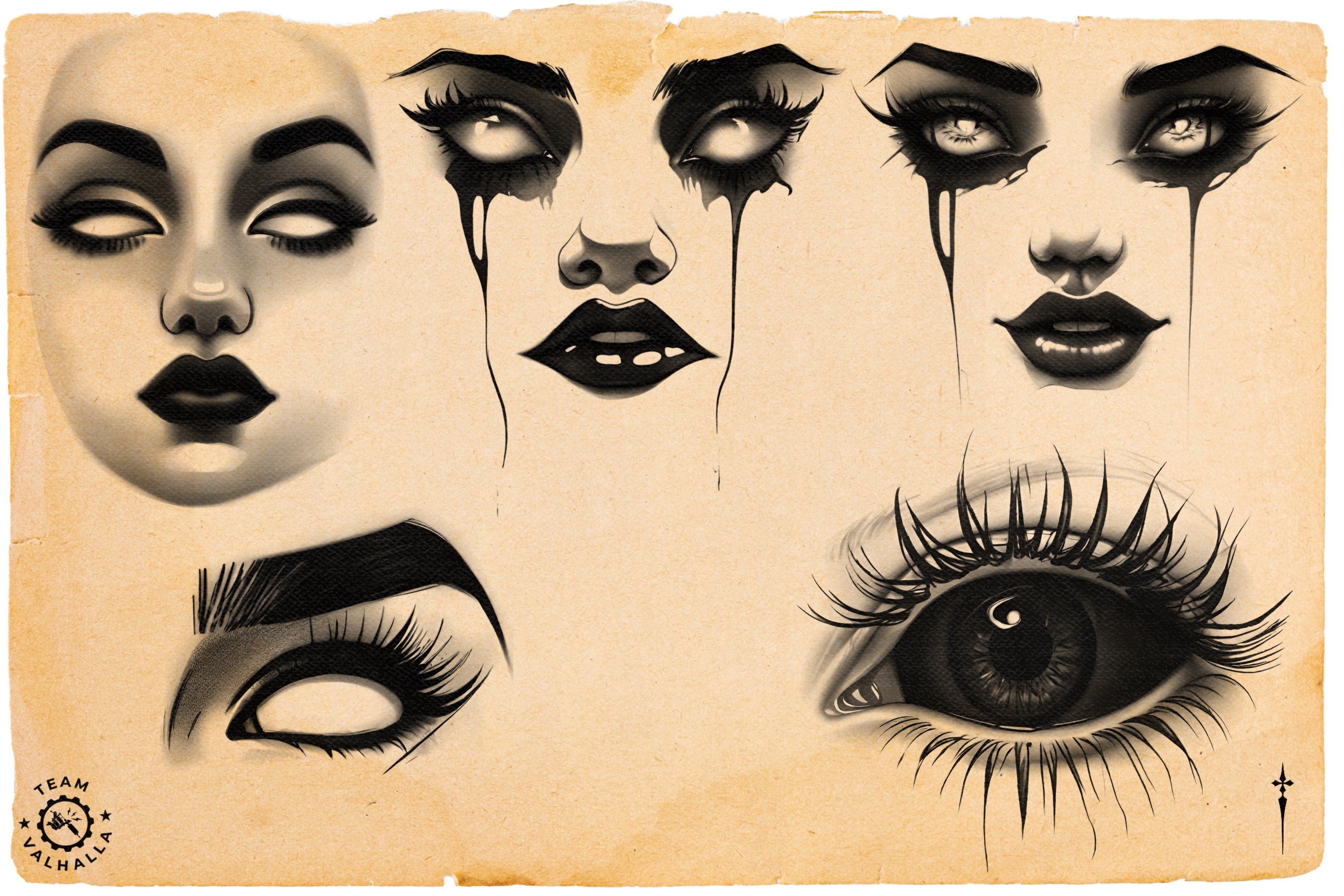 Necronomicon, 100+ dark tattoo inspired stamps for Procreate, unique designs from Team Valhalla