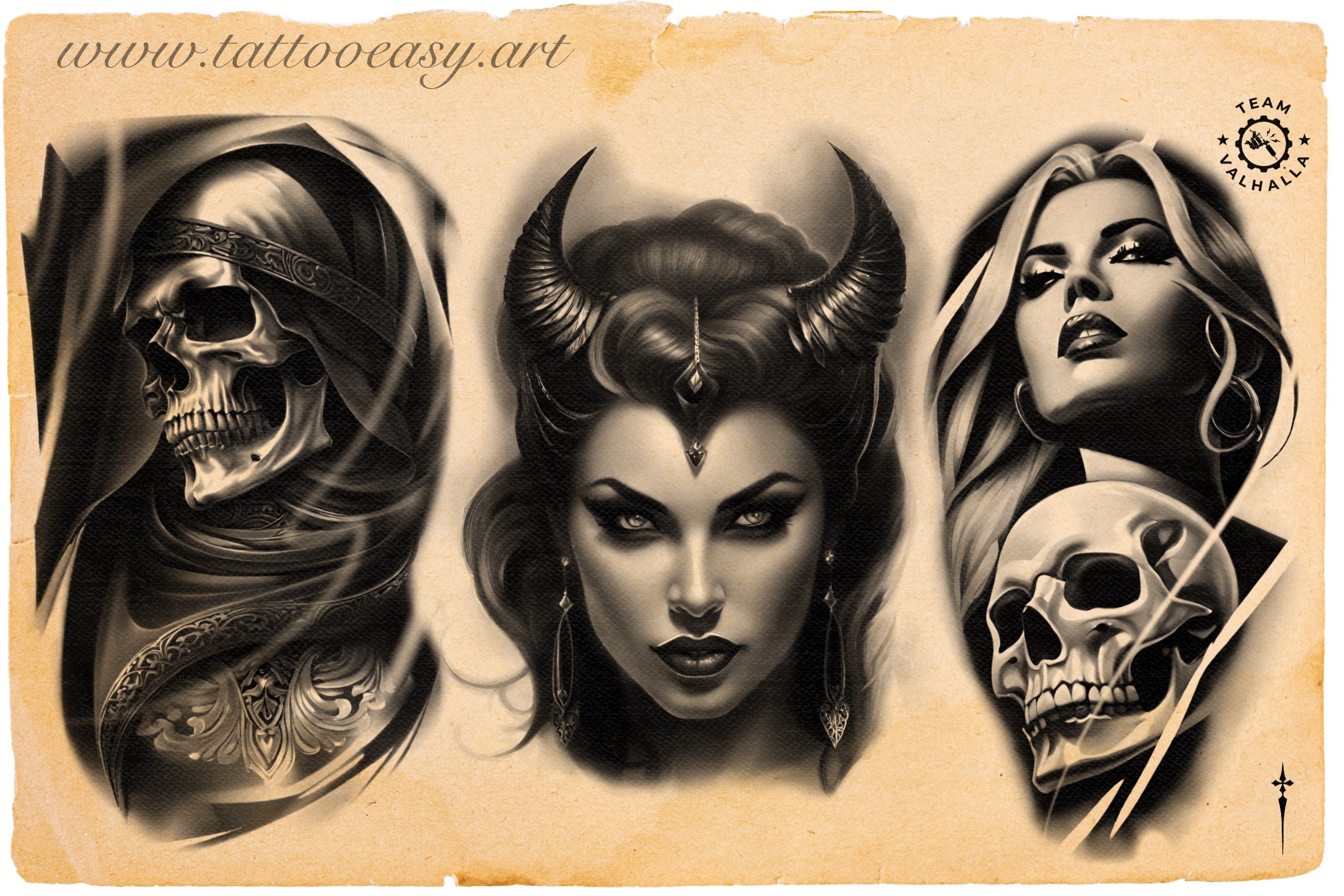 Necronomicon, 100+ dark tattoo inspired stamps for Procreate, unique designs from Team Valhalla