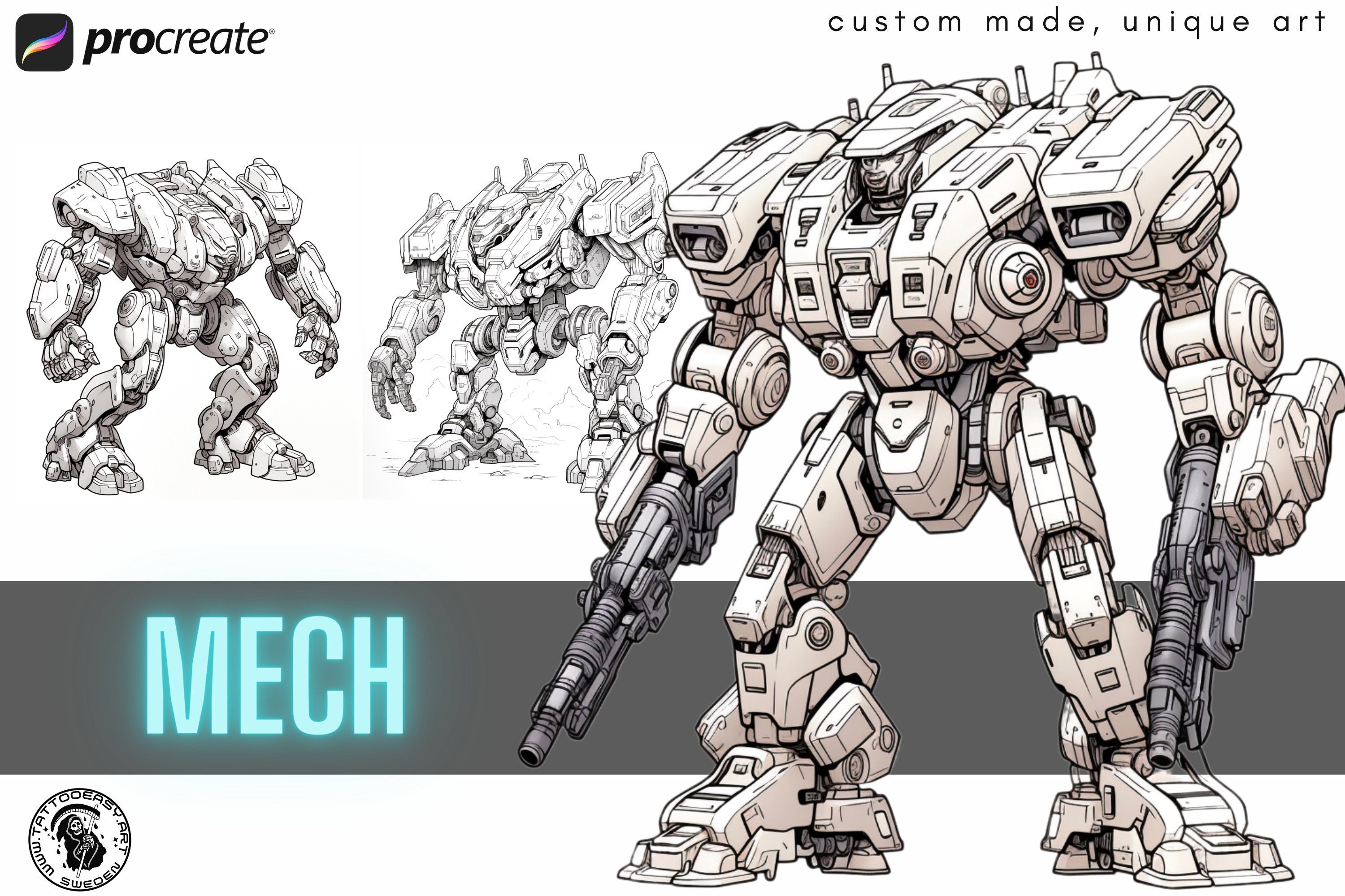 Mech Reference Collection: Procreate Anime Coloring Projects (Digital Download)