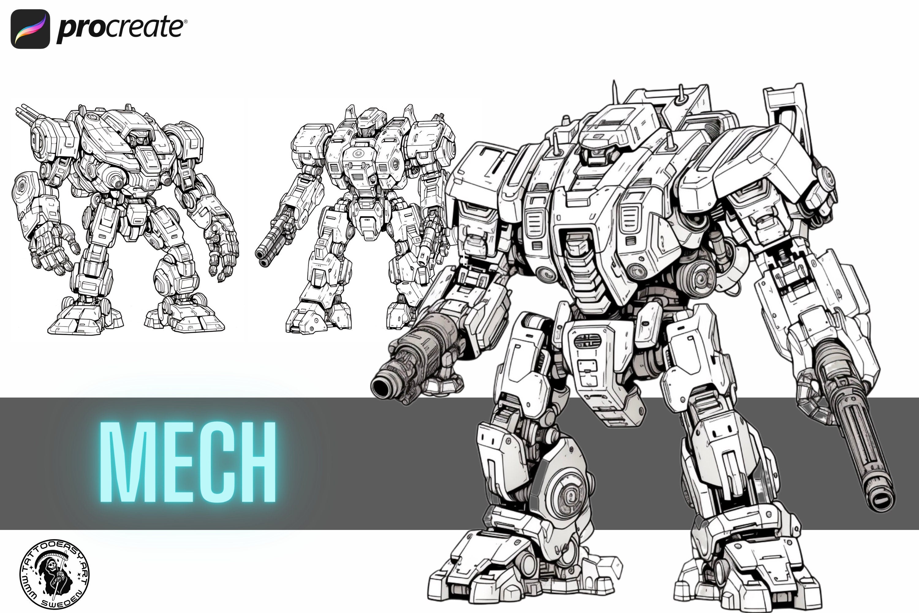 Mech Reference Collection: Procreate Anime Coloring Projects (Digital Download)