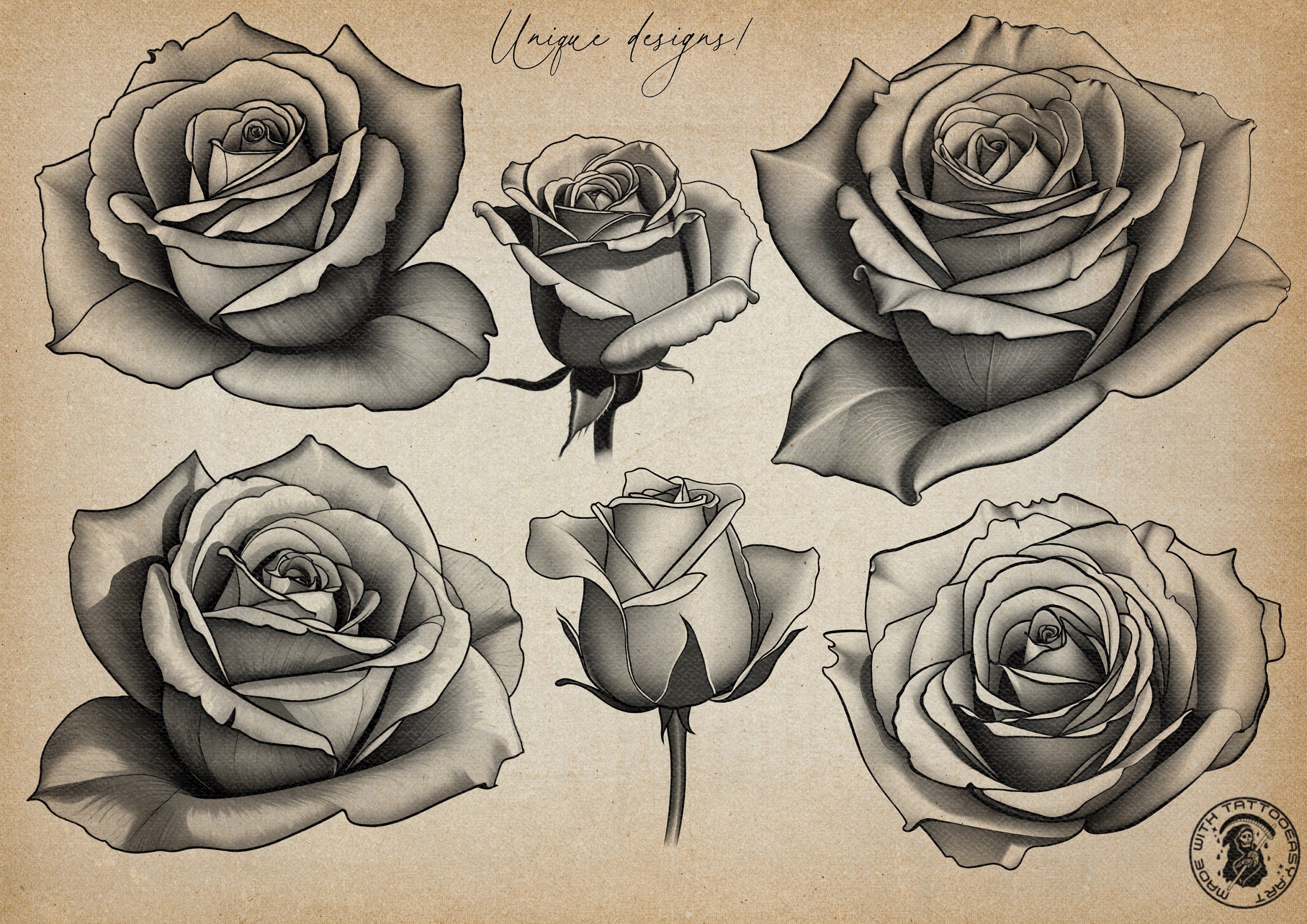 Roses Vol.2, Tattoo builder, Design team Valhalla sweden, 40 unique designs