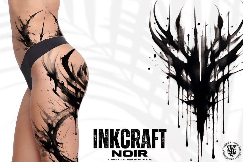 Gothic Procreate Stamps: InkCraft Noir Calligraphy Brush Set (180+ Elements)