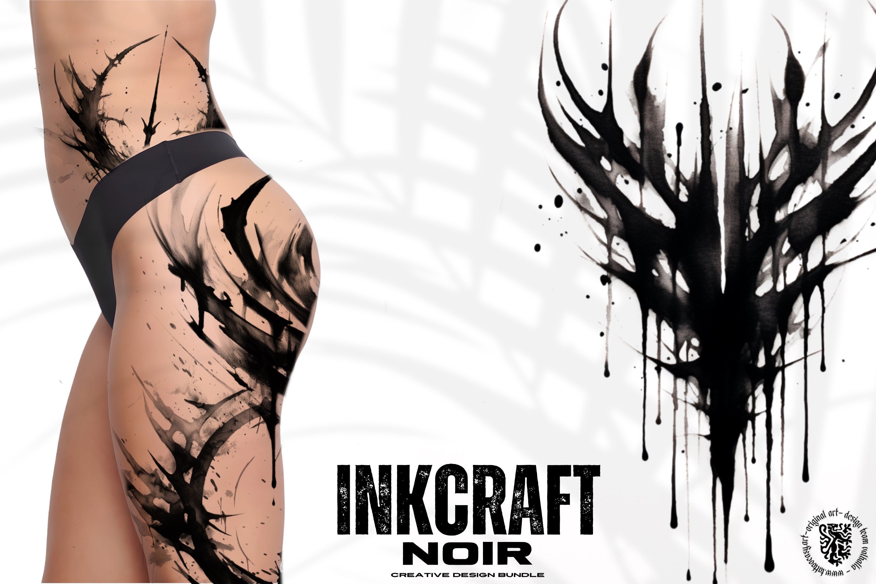 Gothic Procreate Stamps: InkCraft Noir Calligraphy Brush Set (180+ Elements)